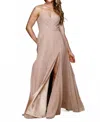 Amelia Couture Milan Chiffon Dress In Taupe