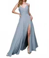 Amelia Couture Milan Chiffon Dress In Vintage Blue
