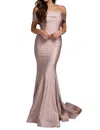 Amelia Couture Off Shoulder Mermaid Dress In Dusty Rose In Multi