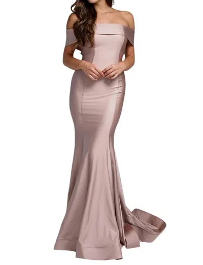 Amelia Couture Off Shoulder Mermaid Dress In Dusty Rose In Multi