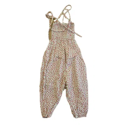 Pre-owned Amelia Kids' Girls Beige Pink Romper In Neutral