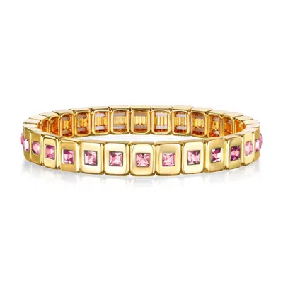 Amelia Rose Sparkle Tile Individual Bracelet In Pink