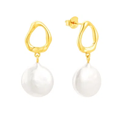 Amelia Roxanna Jewellery Women's Gold Abstract Pearl Earrings