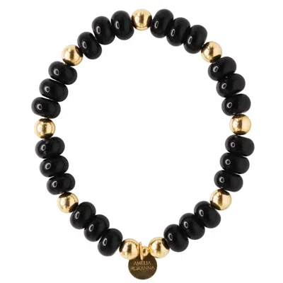 Amelia Roxanna Jewellery Women's Gold / Black Chunky Black Onyx & Gold Bracelet In Multi
