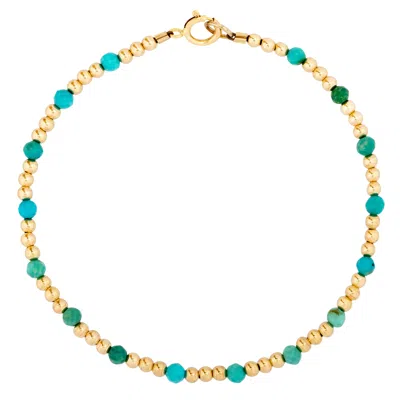 Amelia Roxanna Jewellery Women's Gold / Blue Dainty Gold & Scattered Turquoise Beaded Bracelet In Multi