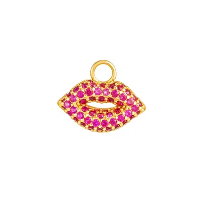 Amelia Roxanna Jewellery Women's Gold Encrusted Hot Pink Lips Charm