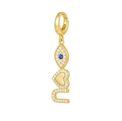 Amelia Roxanna Jewellery Women's Gold Evil Eye Love You Charm