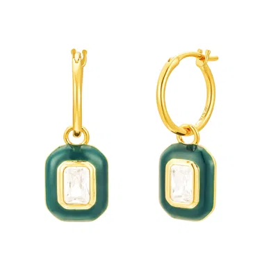 Amelia Roxanna Jewellery Women's Gold / Green Baguette & Green Enamel Gold Hopps In Multi