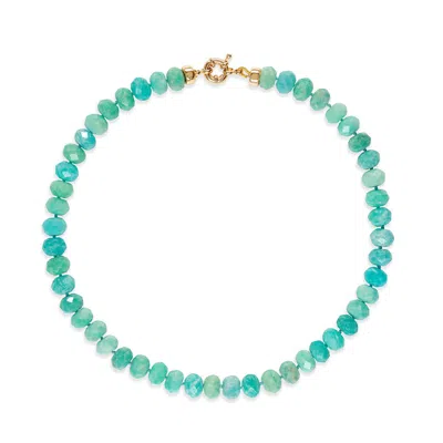 Amelia Roxanna Jewellery Women's Gold / Green / Blue Chunky Faceted Amazonite Necklace