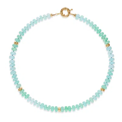 Amelia Roxanna Jewellery Women's Gold / Green / Blue Peacock Green Opal  & Gold  Necklace