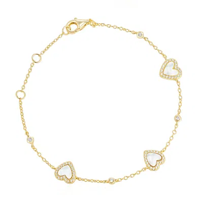 Amelia Roxanna Jewellery Women's Gold Mother Of Pearl Heart Bracelet