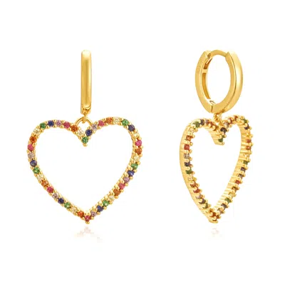 Amelia Roxanna Jewellery Women's Gold Rainbow Love Heart Earrings