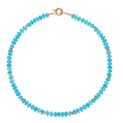 Amelia Roxanna Jewellery Women's Green / Blue Aqua Blue Opal & Gold Necklace