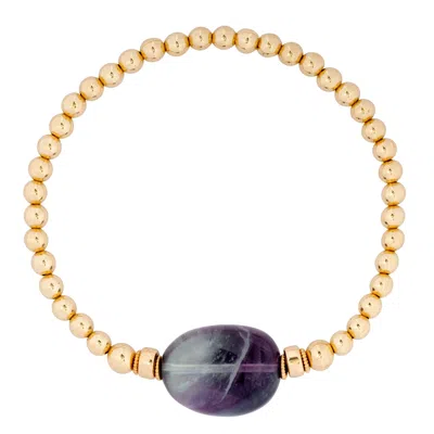 Amelia Roxanna Jewellery Women's Green / Pink / Purple Fluorite & Gold Bead Bracelet