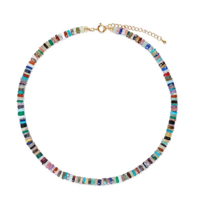 Amelia Roxanna Jewellery Women's Multistone Rainbow Heishi Necklace In Yellow