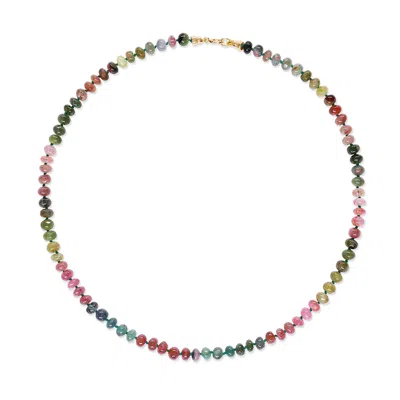 Amelia Roxanna Jewellery Women's Rainbow Tourmaline Knotted Necklace In Yellow