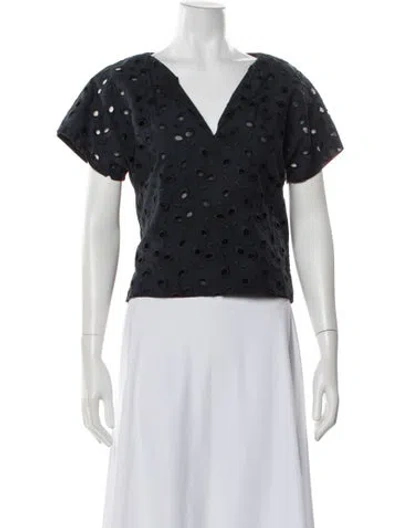 Pre-owned Amelia Toro Floral Print V-neck Top In Multi