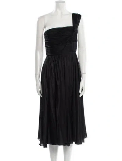 Pre-owned Amelia Toro One-shoulder Midi Length Dress In Black