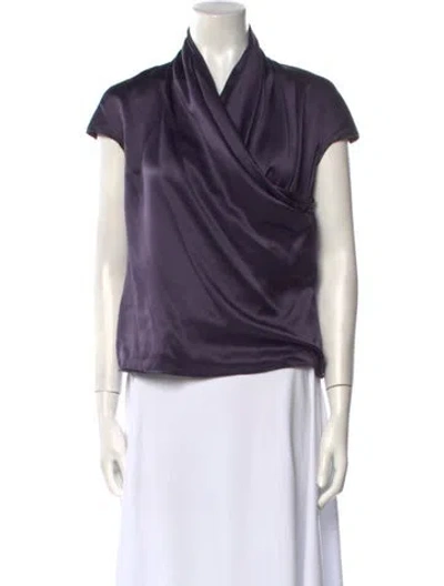 Pre-owned Amelia Toro Silk Cowl Neck Blouse In Purple