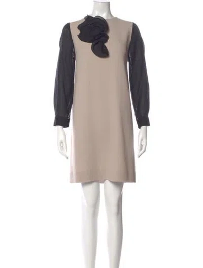 Pre-owned Amelia Toro Virgin Wool Mini Dress In Neutral