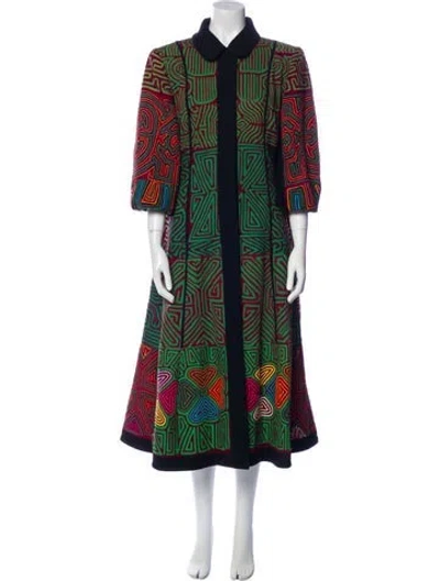 Pre-owned Amelia Toro Wool Printed Coat In Green