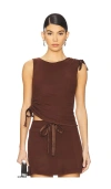 Amelie Teje Ribbon Toggle Top In Chocolate