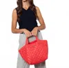 Ameliora Small Quilted Tote Bag With Wallet & Crossbody Strap In Ruby In Pink