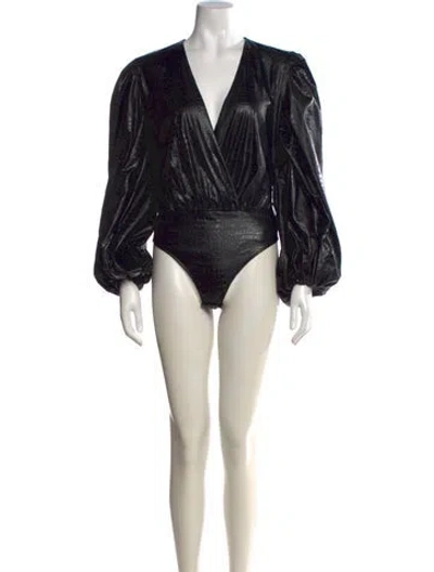 Pre-owned Amen Animal Print V-neck Bodysuit In Black