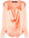 Amen Anna Satin Blouse In Orange