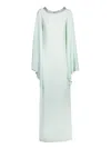 Amen Aqua Green Kaftan Dress With Crystal-embellished Neckline In Green