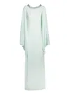 Amen Aqua Green Kaftan Dress With Crystal-embellished Neckline