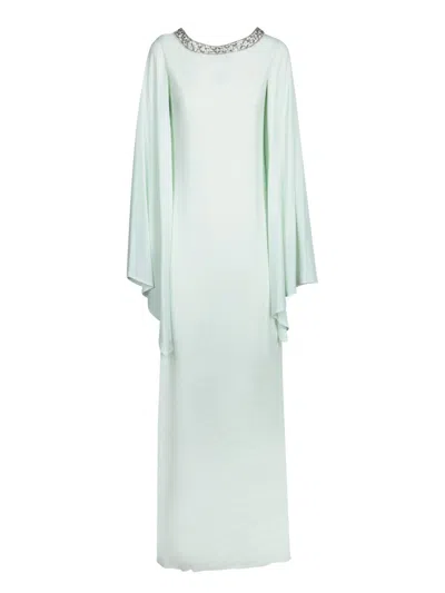 Amen Aqua Green Kaftan Dress With Crystal-embellished Neckline