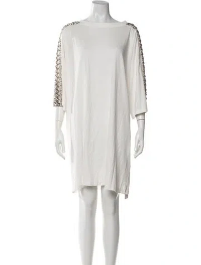 Pre-owned Amen Bateau Neckline Knee-length Dress In White