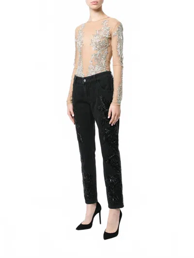 Amen Beaded Boyfriend Jean In Black