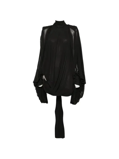Amen Beaded Draped Mini Dress In Black