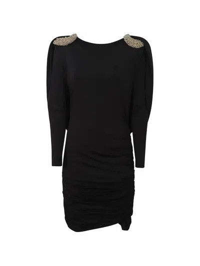 Amen Bead-embellished Ruched Dress In Black