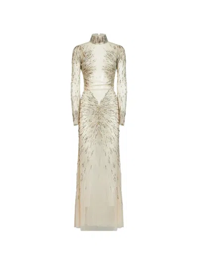Amen Bead-embellished Sequined Maxi Dress In Neutral