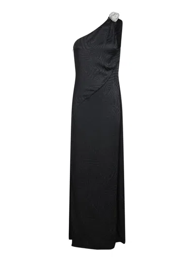 AMEN BLACK ZEBRA JACQUARD LONG DRESS