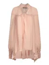 Shop Amen Blush Pink Silk Chiffon Blouse With Ruffles