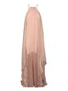 Amen Blush Silk Chiffon Halter Dress