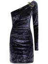 Amen Dress In C Velvet W Buckle In 蓝色