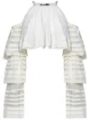 Amen Cropped Off-the-shoulder Top With Flounced Lace Sleeves