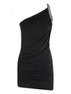 Amen One-shoulder Mini Dress With Stone-embellished Strap In Black