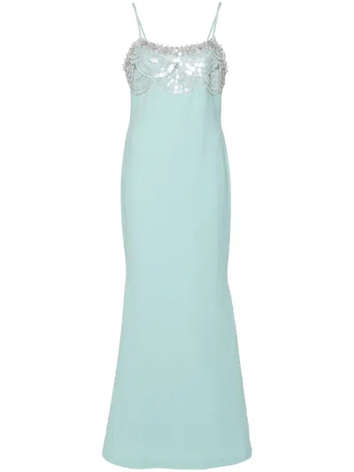 Amen Crystal-embellishment Crepe Maxi Dress In Grün