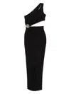Amen Lycra One-shoulder Draped Ring Mini Dress In Schwarz