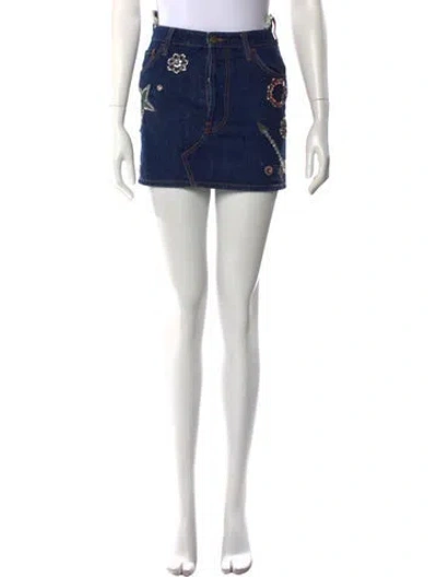 Pre-owned Amen Crystal Embellishments Mini Skirt In Gray