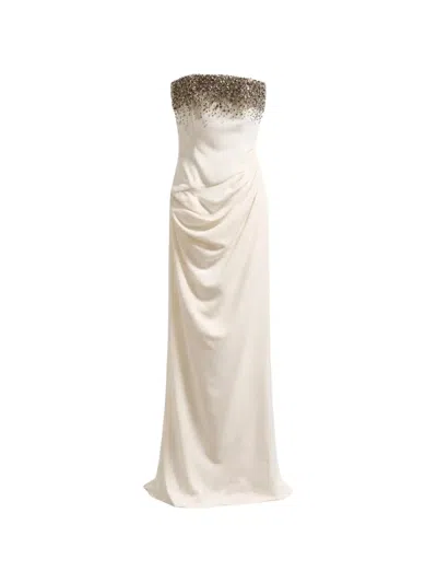 Amen Crystal-embellished Draped Dress In White