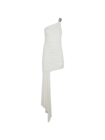 Amen Crystal-embellished Ruched Asymmetric Dress In Multi