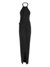 Amen Maxi Dress With American Torchons And Draped Design In Black