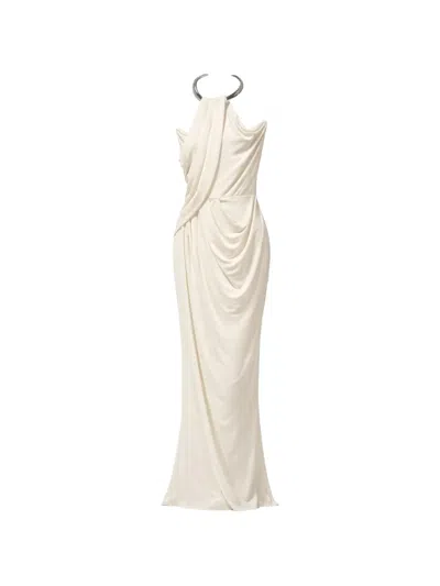 Amen Draped Halterneck Dress In White